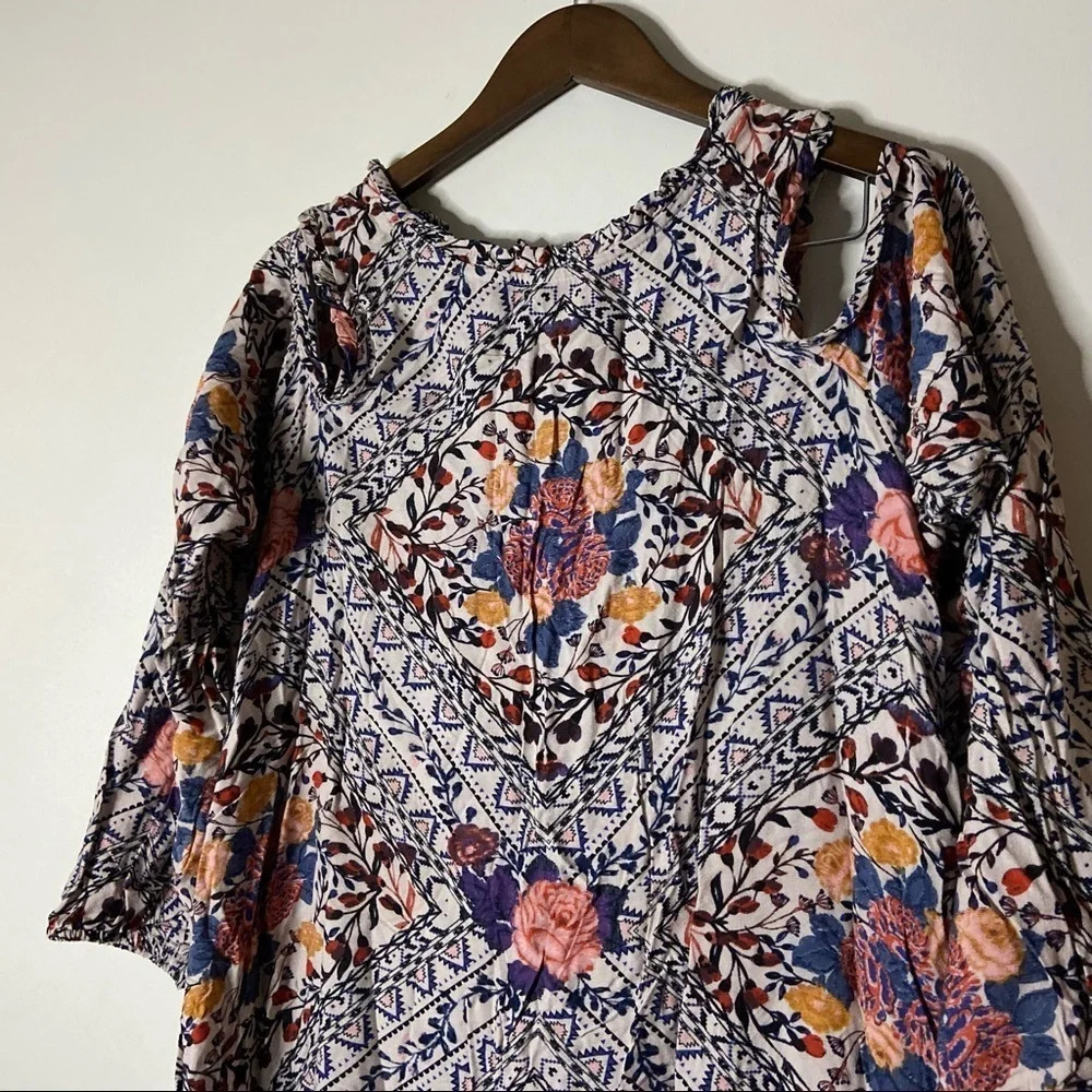 Tunic Mini Dress Cold Shoulder Boho Hippie In Petal Size XXL XHILARATION NWT - Picture 4 of 14